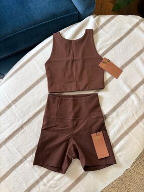 NWT: Girlfriend Collective DYLAN TANK BRA & High-Rise Bike Shorts Set